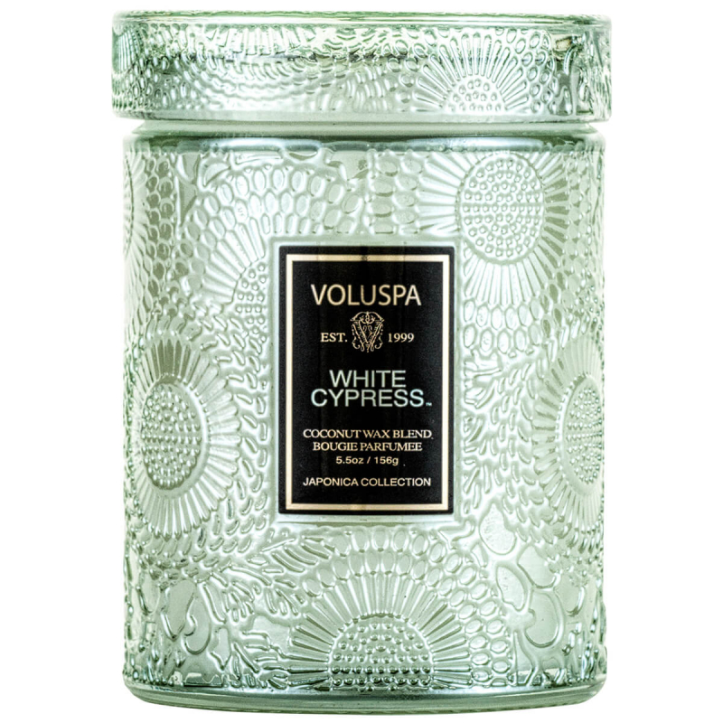 Voluspa Small Glass Jar White Cypress 50h