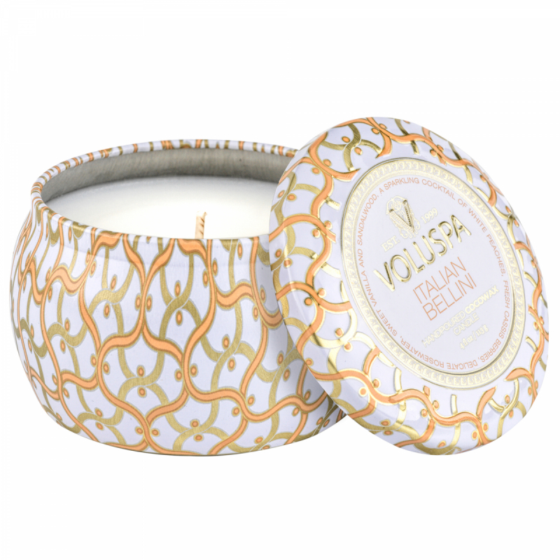Voluspa Maison Blanc Mini Tin duftlys 25 timer Italian Bellini