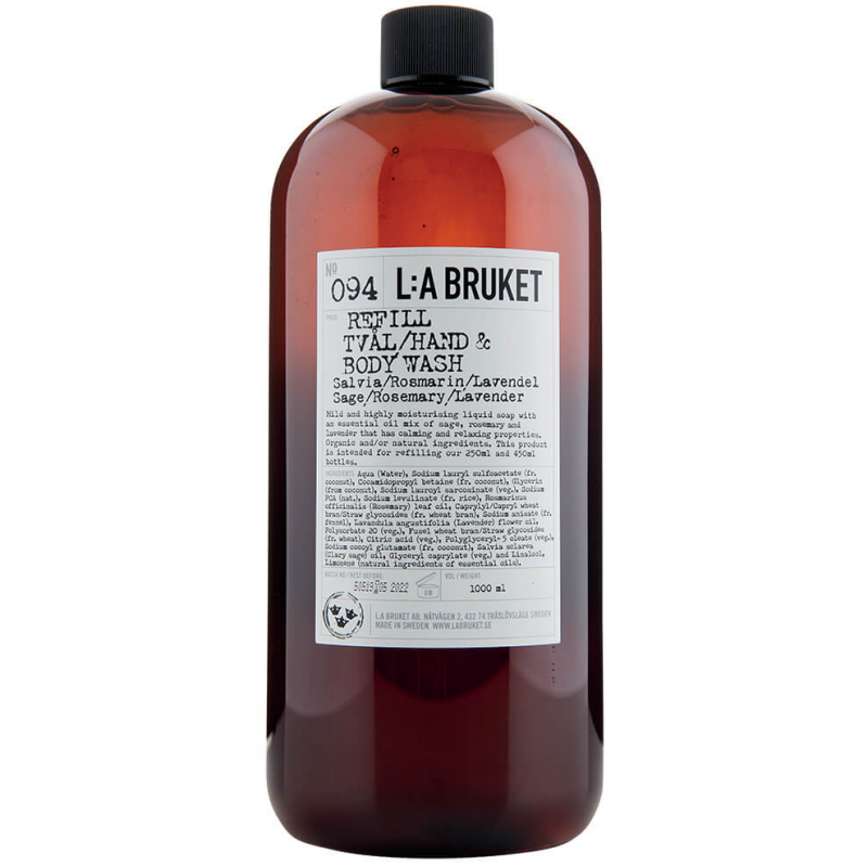 L:a Bruket 094 Hand & Body Wash Sage/Rosemary/Lavender Refill 1000 ml