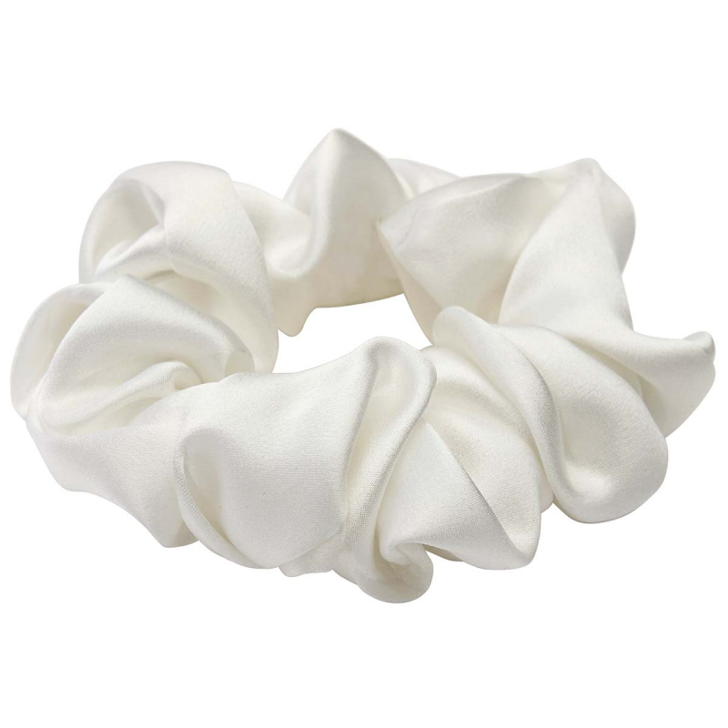 Lenoites Mulberry Silk Scrunchie, White