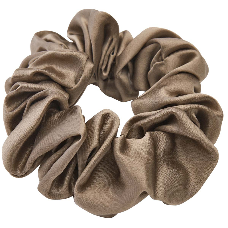 Lenoites Mulberry Silk Scrunchie Brown