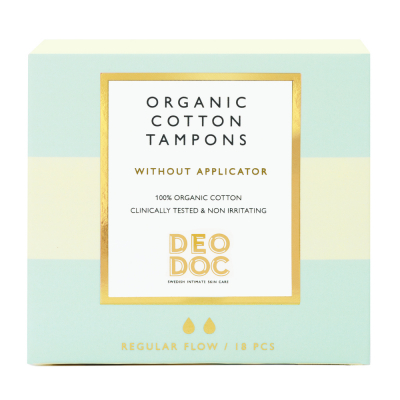 DeoDoc 100 % Organic Cotton Tampons Regular no Applicator (18pcs)