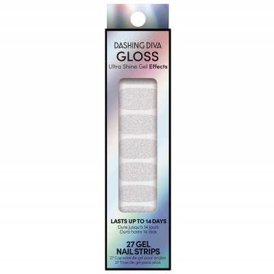 Dashing Diva Gloss Color Gel Nail Strips Silver Powder