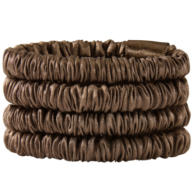 Lenoites Mulberry Silk Skinny Scrunchies Dark Brown