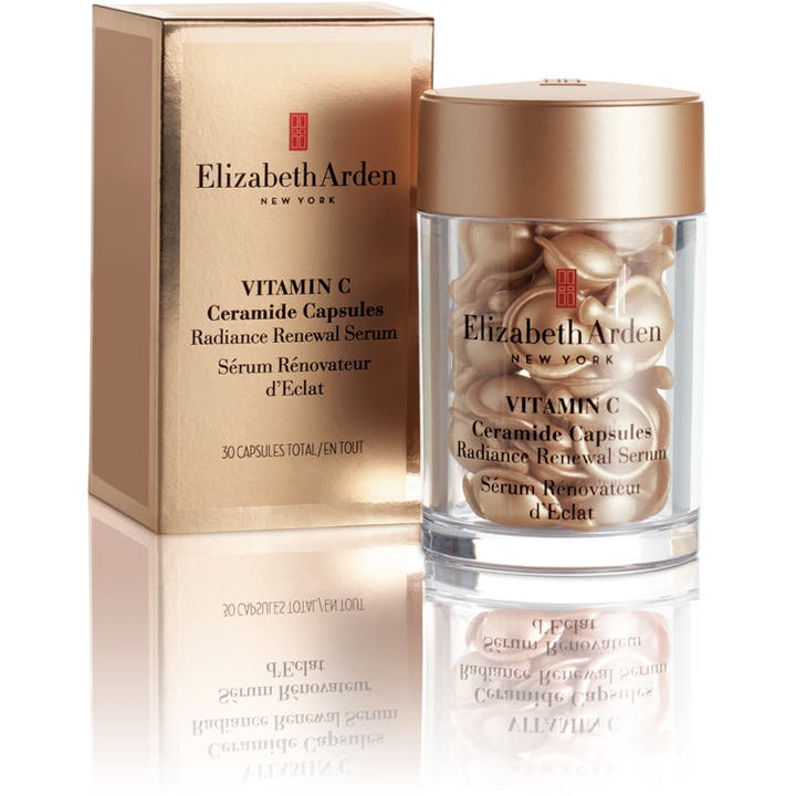 Elizabeth Arden Ceramide Capsules Vitamin C 30 stk glødgivende serum i klar krukke med gullfarget eske