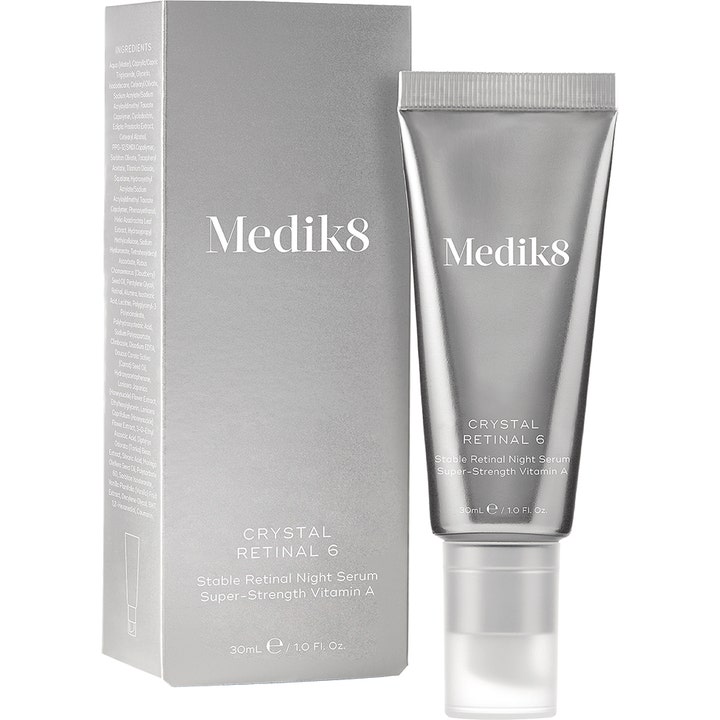 Medik8 Crystal Retinal 6 Serum 30 ml nattserum med vitamin A i sølvfarget tube og eske