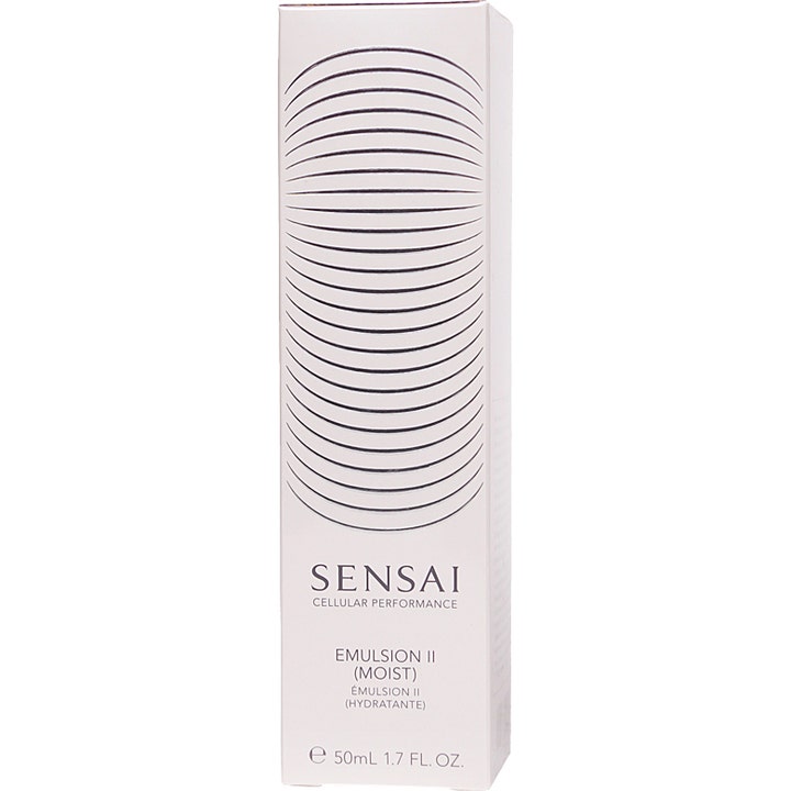 Sensai Cellular Performance Emulsion II Moist 50 ml fuktighetsgivende ansiktskrem i hvit eske med svarte buede linjer
