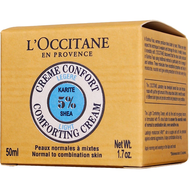 L'Occitane en Provence Comforting Cream Light 50 ml fuktighetskrem i gul eske for normal til kombinert hud
