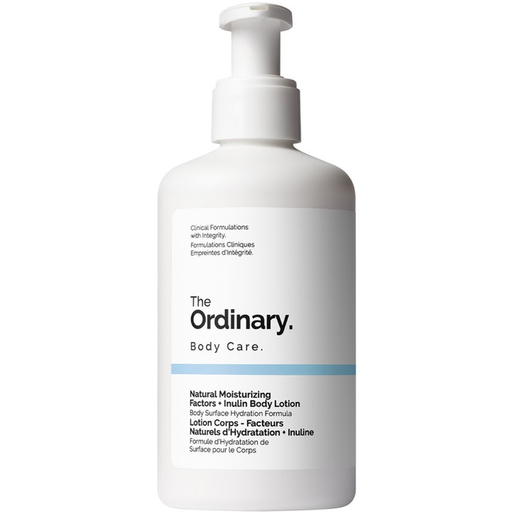 The Ordinary Natural Moisturizing Factors + Inulin Body Lotion fuktighetsgivende kroppslotion i hvit pumpeflaske