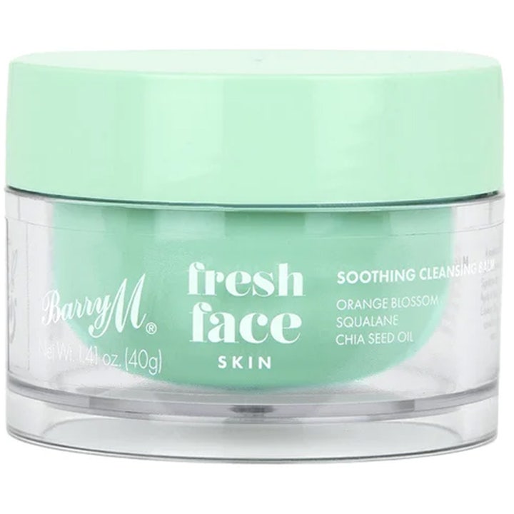 Barry M Fresh Face Soothing Cleansing Balm 40g beroligende ansiktsrens i mintgrønn krukke med gjennomsiktig plast