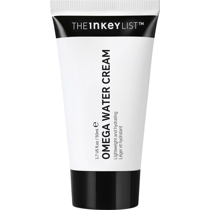 The Inkey List Omega Water Cream 50 ml lettvektig ansiktskrem i hvit tube med svart kork som gir dyp fukt