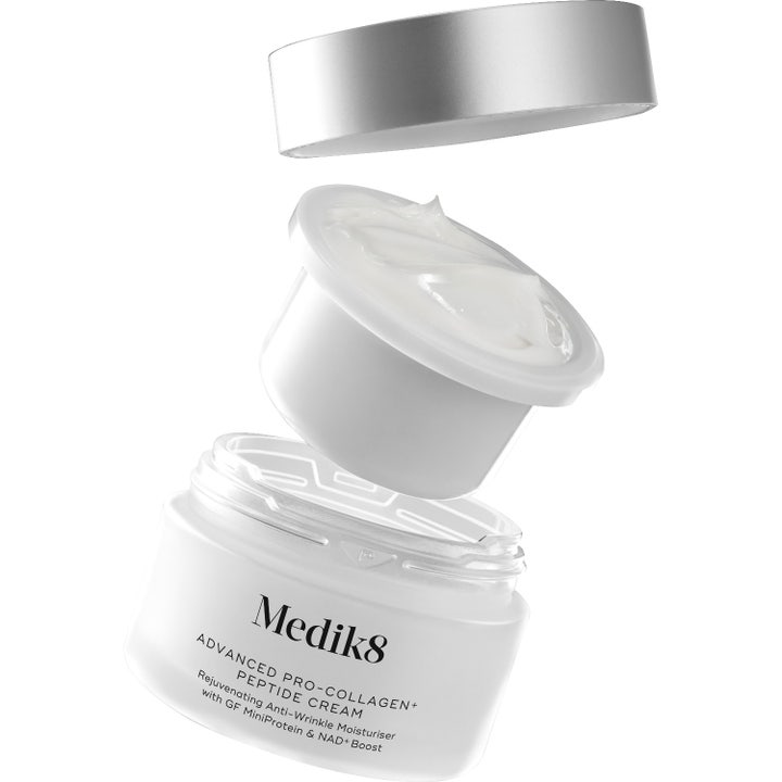 Medik8 Advanced Pro Collagen + Peptide Cream 50 ml anti-age dagkrem i hvit refill med sølvfarget lokk.