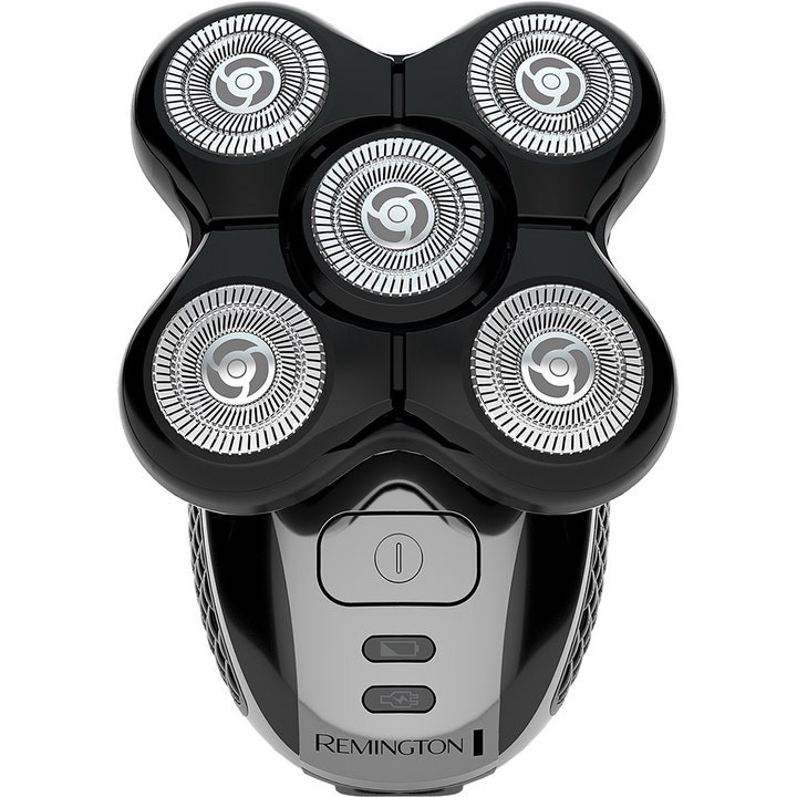 Remington Ultimate Series RX5 hodebarbermaskin gir tett barbering med fem roterende skjærehoder i sort og sølv