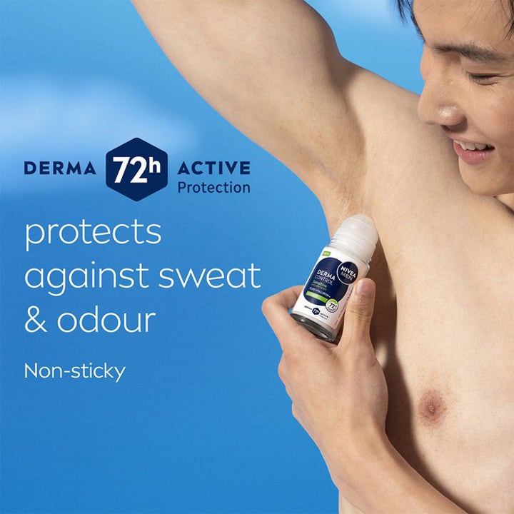 NIVEA MEN Sensitive Protect Roll-On 50 ml gir 72 timers beskyttelse mot svette og påføres huden i armhulen.