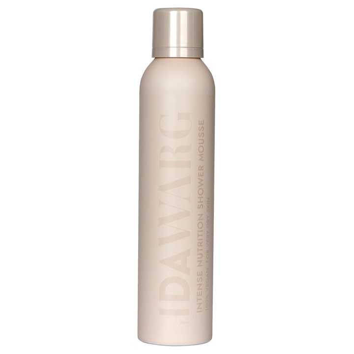Ida Warg Intense Nutrition Shower Mousse 200 ml pleiende dusjskum som gir fukt i en beige sprayboks med metallisk kork