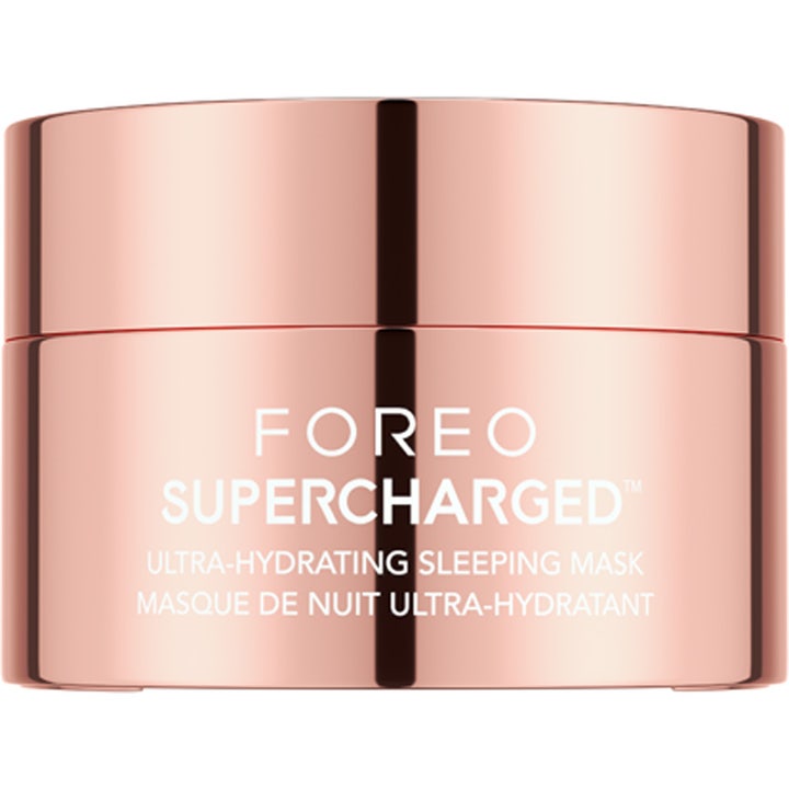 FOREO Supercharged Ultra-Hydrating Sleeping Mask 50 ml fuktighetsgivende nattmaske i en elegant krukke i rosegull