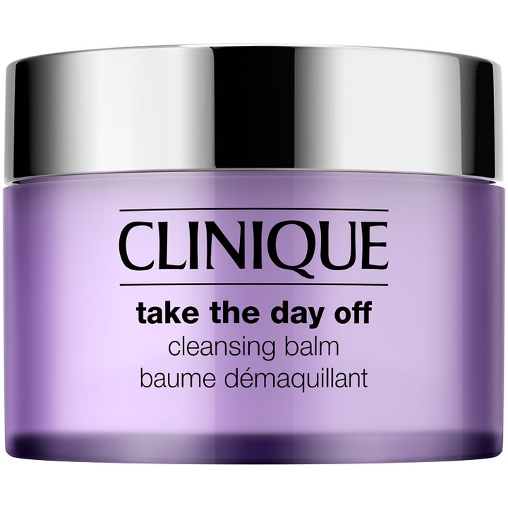 Clinique Take The Day Off Cleansing Balm 125 ml effektiv sminkefjerner i lilla krukke med blankt sølvlokk