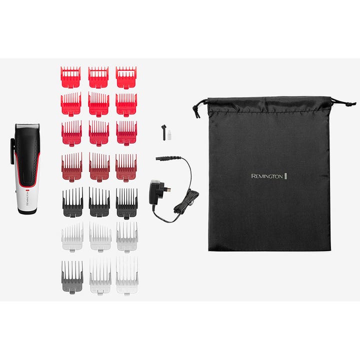 Remington Easy Fade Hair Clipper HC500 1 stk hårklipper med fargerike avstandskammer og svart oppbevaringspose
