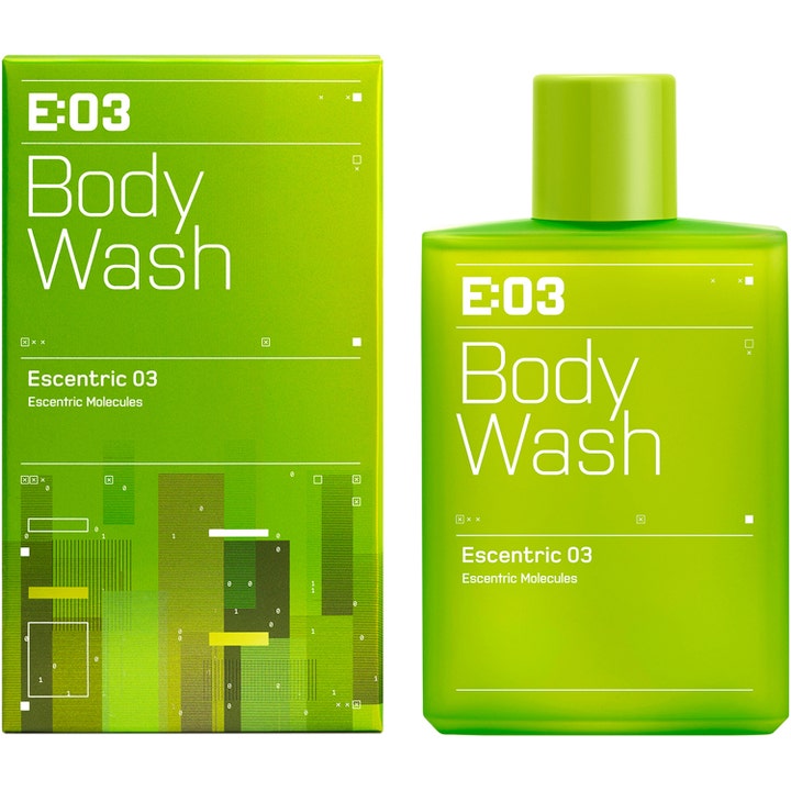 Escentric Molecules Escentric 03 Body Wash 200 ml i limegrønn flaske med matchende ytterforpakning
