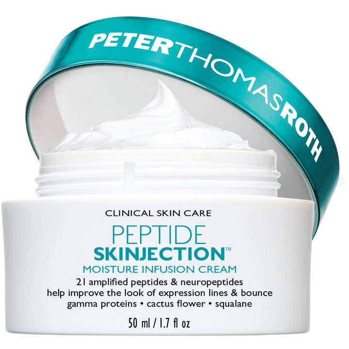 Peter Thomas Roth Peptide Skinjection 50 ml ansiktskrem med peptider i hvit krukke med fyldig hvit tekstur