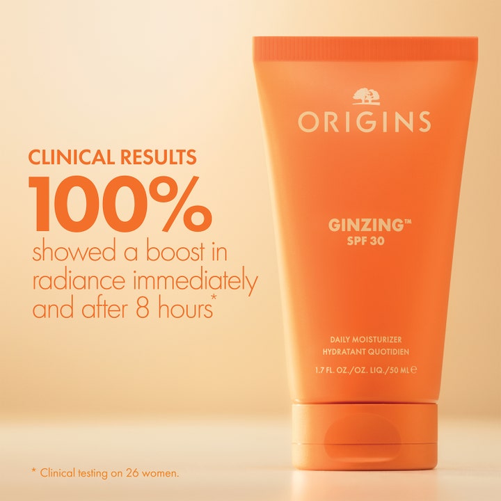 Origins Ginzing SPF30 Daily Moisturizer 50 ml i oransje tube som gir umiddelbar glød og fuktighet til huden