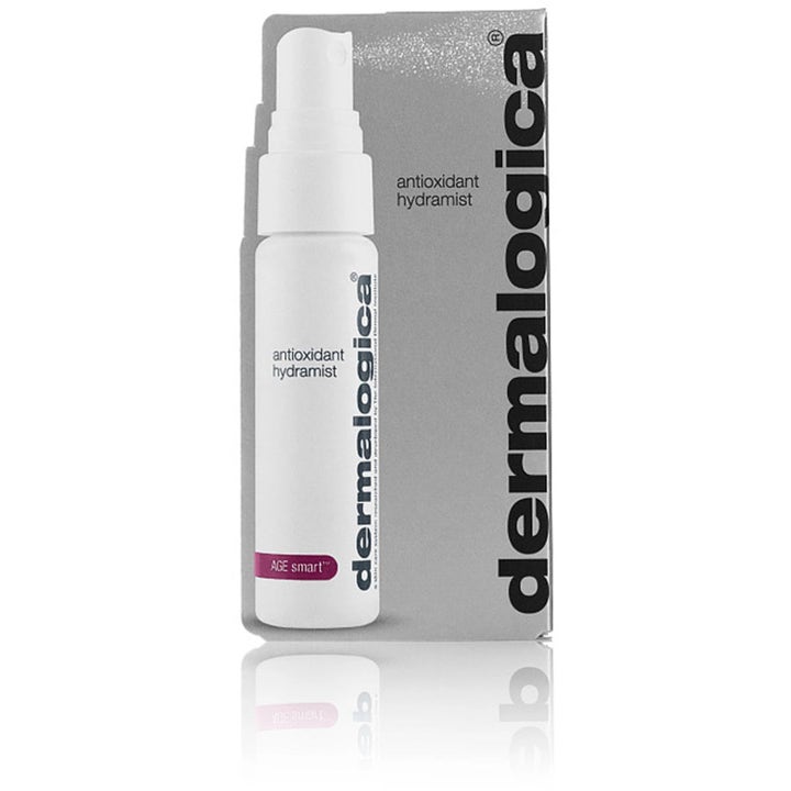 Dermalogica Antioxidant Hydramist Duo 2 x 30 ml fuktighetsgivende ansiktsspray i hvit sprayflaske og grå eske