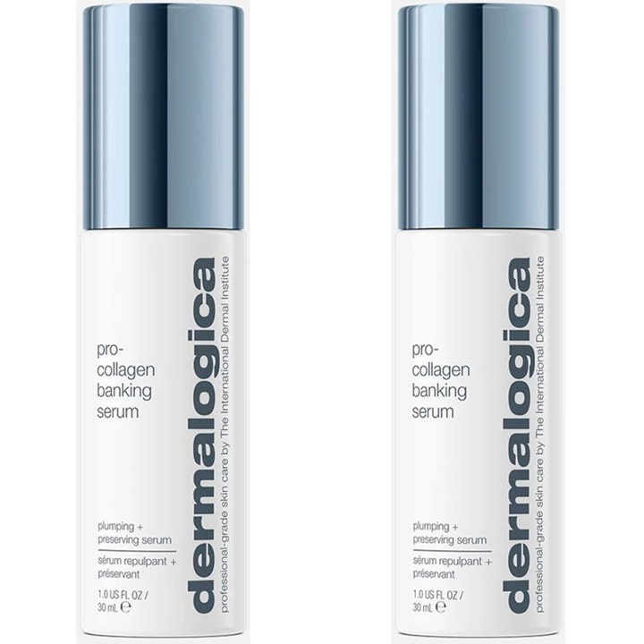 Dermalogica Pro-collagen Banking Serum 30 ml plumping serum som gir fylde i hvit flaske med blått metallisk lokk