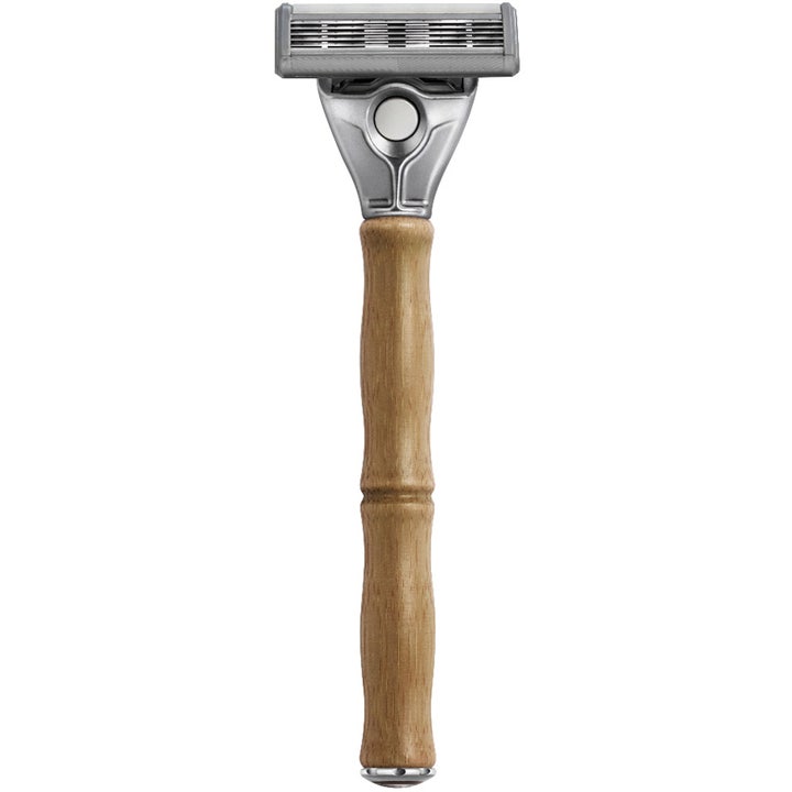 Bulldog Original Bamboo Razor 1 stk barberhøvel med naturlig bambushåndtak og sølvfarget hode