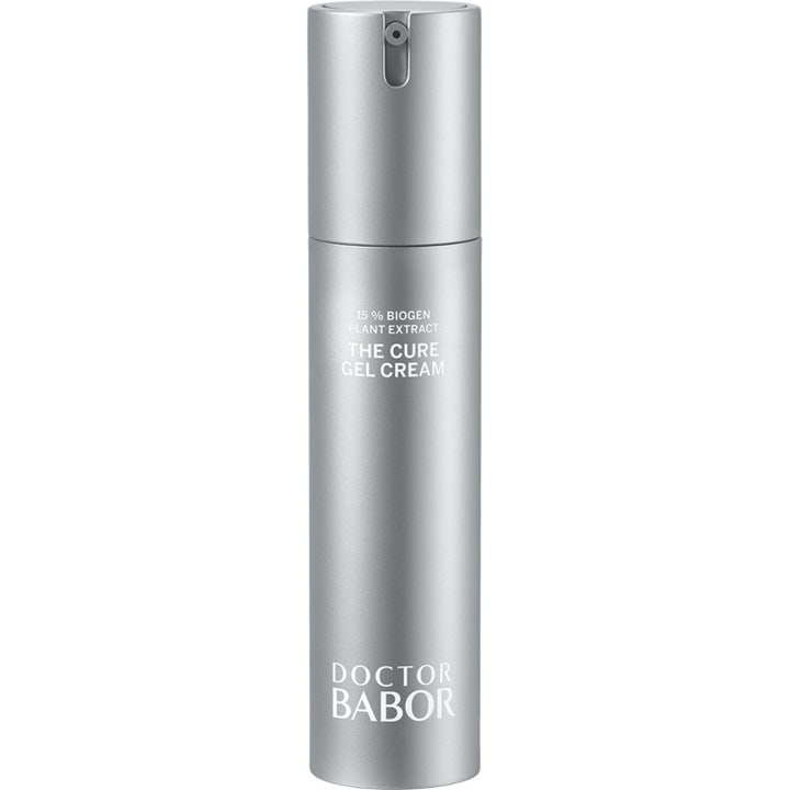 DOCTOR BABOR The Cure Gel Cream 50 ml regenererende ansiktskrem i en elegant sølvfarget sylindrisk pumpeflaske.