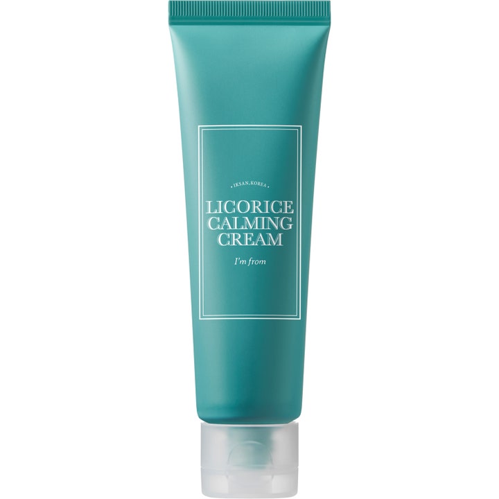 I'm from Licorice Calming Cream beroligende ansiktskrem i en matt turkis tube med hvit plastkork