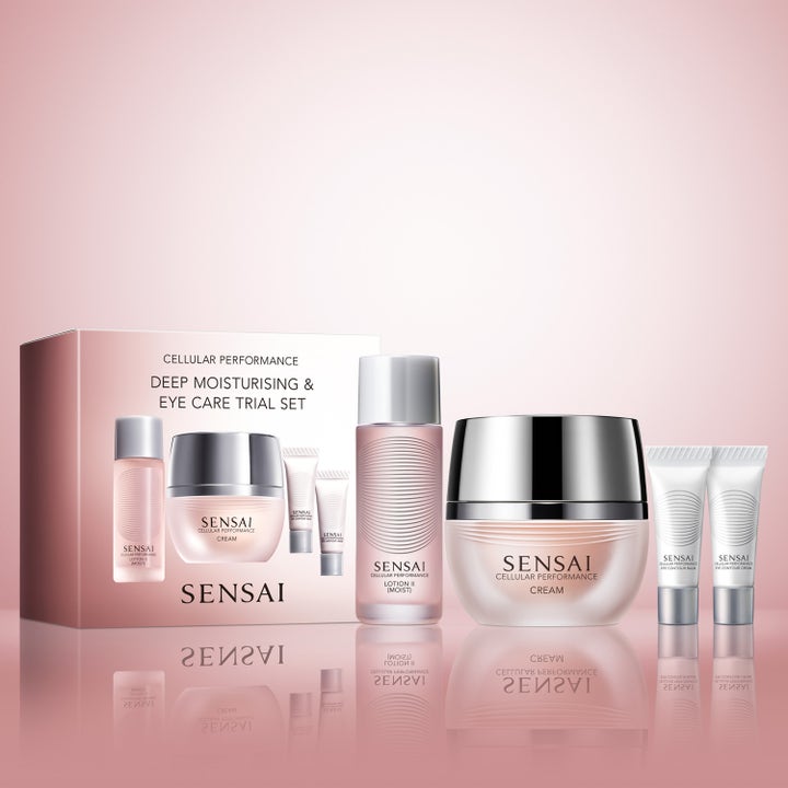 Sensai Cellular Performance Deep Moisturising & Eye Care Trial Set 64 ml fuktgivende sett i rosa krukker med sølvlokk