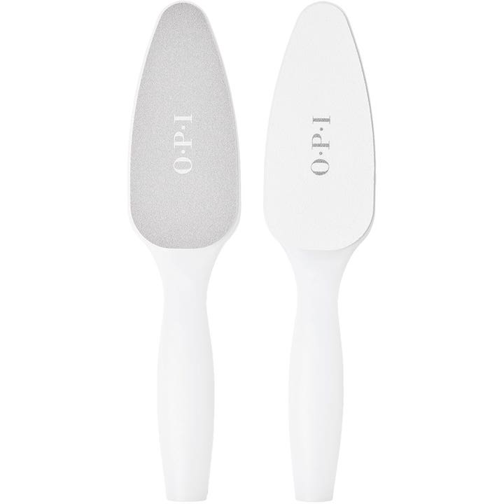 OPI Pro Spa Foot File tosidig fotfil for myke føtter med hvitt håndtak og grå slipeflate