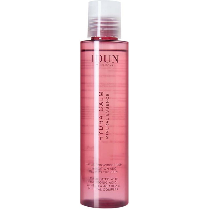IDUN Minerals Hydra Calm Mineral Essence 150 ml fuktighetsgivende ansiktsvann i rosa plastflaske