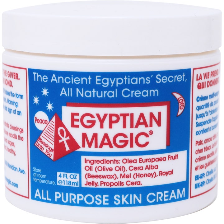 Egyptian Magic All Purpose Skin Cream 118 ml pleiende universalkrem i hvit krukke med blå og rød etikett