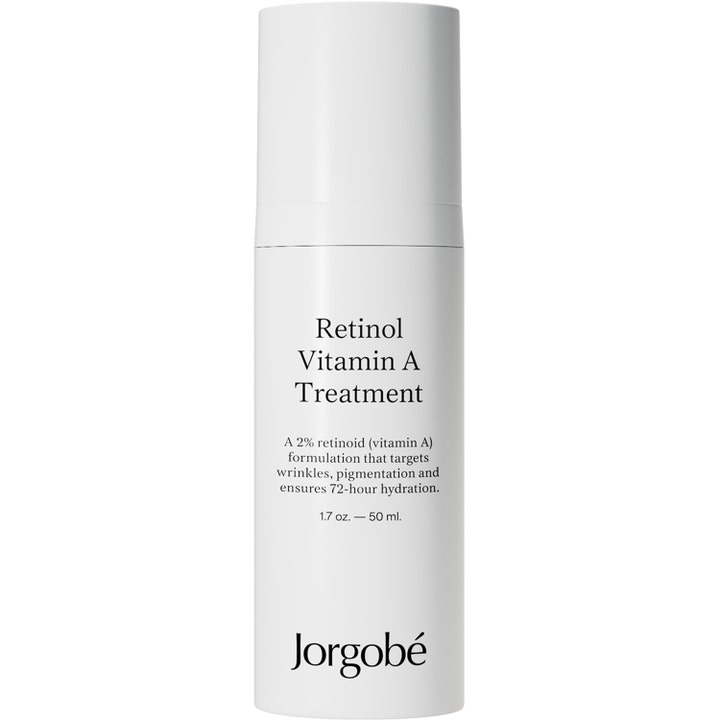 Jorgobé Retinol Vitamin A Treatment 50 ml ansiktsbehandling mot rynker i en hvit sylindrisk flaske med sort tekst