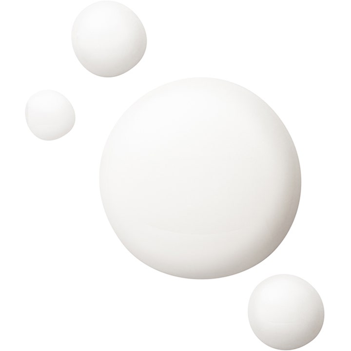 bareMinerals Skin Rescue Pure Glow Serum 30 ml gir glød med en hvit kremet tekstur vist i runde dråper