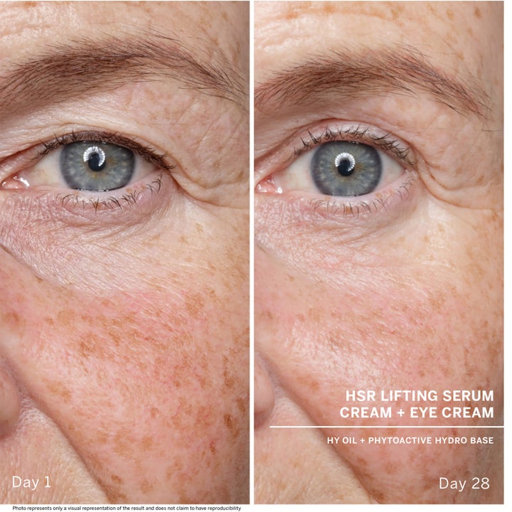 Babor HSR Lifting Eye Cream 30 ml oppstrammende øyekrem viser synlig resultat på rynker fra dag 1 til dag 28