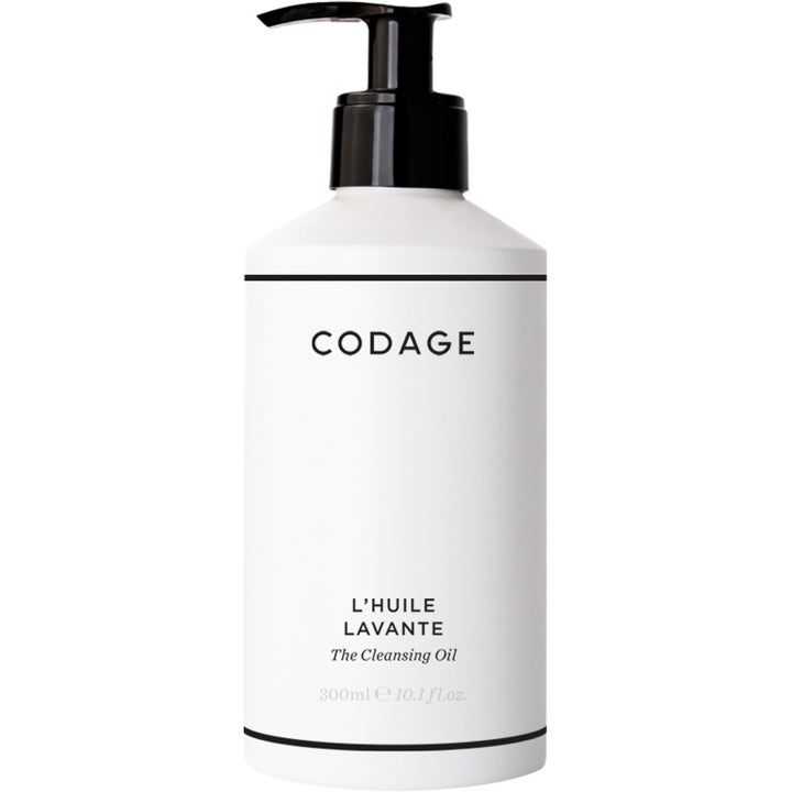 Codage L'Huile Lavante 300ml rensende ansiktsolje som gir ren hud i en hvit flaske med minimalistisk svart pumpe