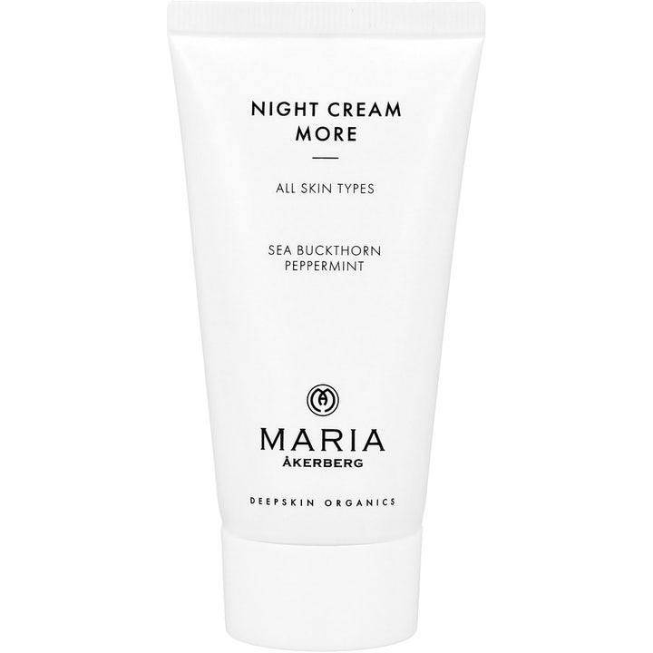 Maria Åkerberg Night Cream More pleiende nattkrem med havtorn i hvit tube som gir fuktighet til alle hudtyper.
