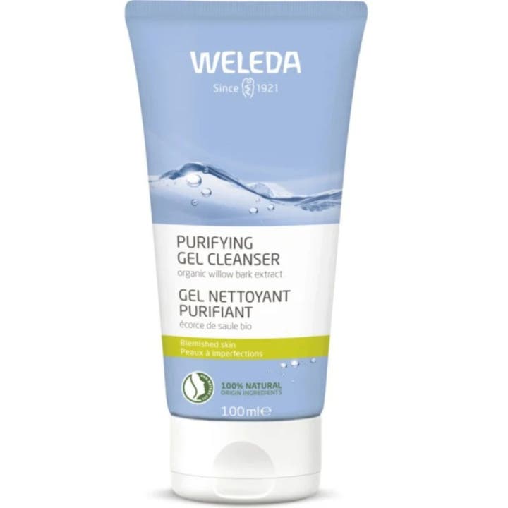 Weleda Purifying Gel Cleanser 100 ml dyprensende ansiktsgel i lyseblå tube med bilde av vannbølger.