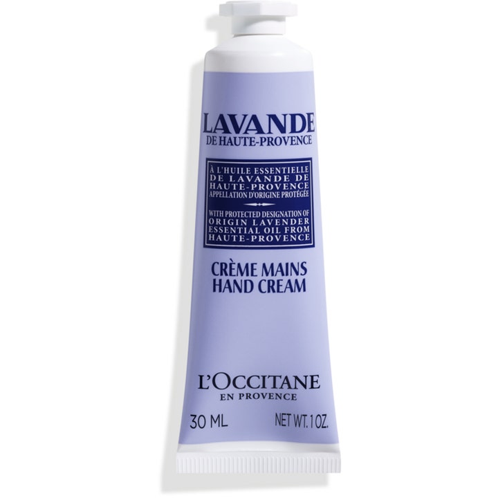 L'Occitane en Provence Lavender Hand Cream 30 ml pleiende håndkrem i lilla aluminiumstube med hvit kork