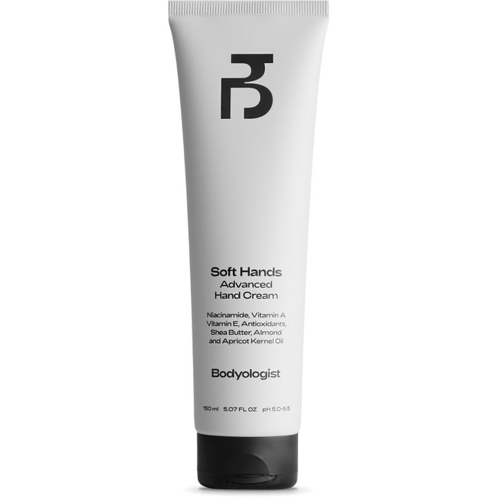 Bodyologist Soft Hands Advanced Hand Cream 150 ml mykgjørende håndkrem med niacinamid i hvit tube med svart kork