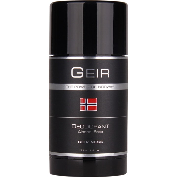 Geir Ness Geir Deodorant 72g alkoholfri stick i sort hylse med sølvdetaljer og det norske flagget