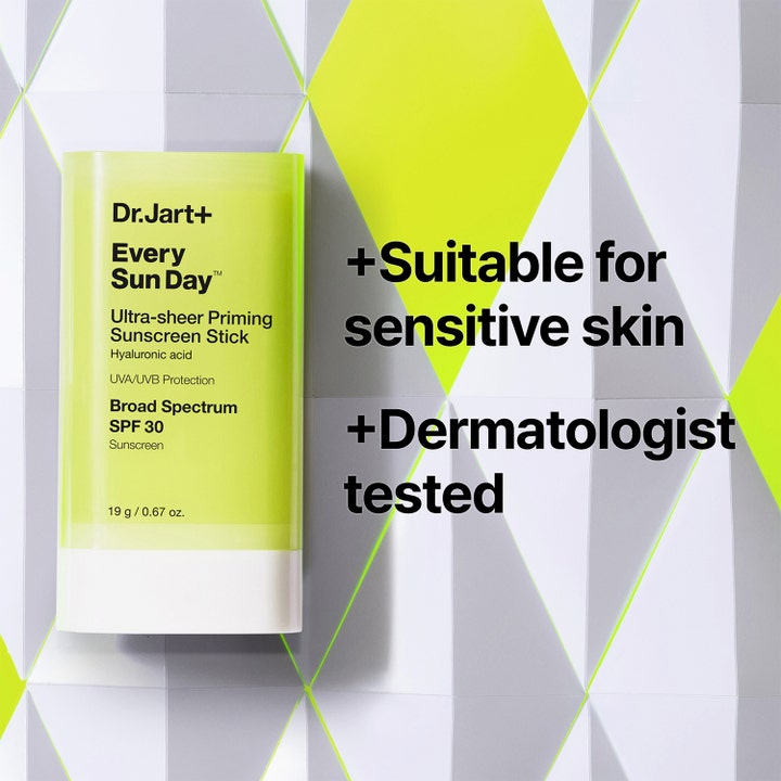 Dr.Jart+ Every Sun Day Sunscreen Stick 19 g fuktighetsgivende solstift for sensitiv hud i limegrønn hylse