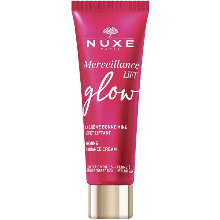 Nuxe Merveillance Lift Glow 50 ml oppstrammende ansiktskrem i rosa tube som gir huden glød.