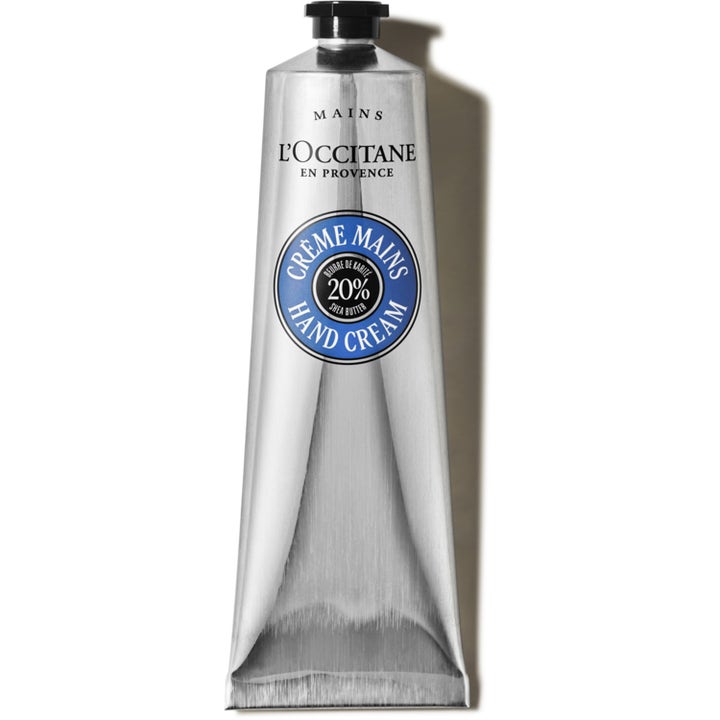 L'Occitane Shea Butter Hand Cream pleiende håndkrem med 20 % sheasmør i sølvfarget metalltube med svart kork