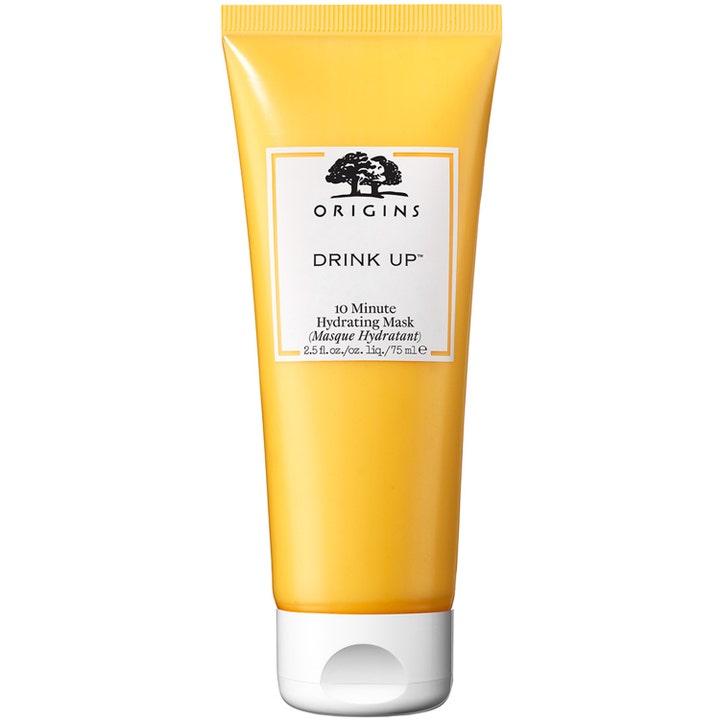 Origins Drink Up 10 Minute Hydrating Mask 75 ml fuktgivende ansiktsmaske i gul tube med hvit kork som gir intens fukt