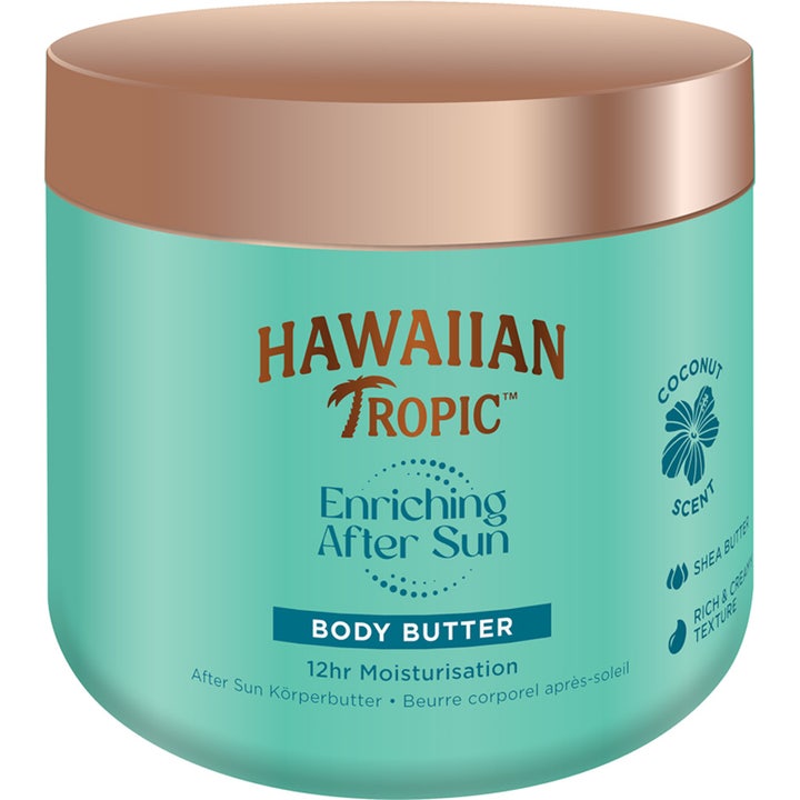 Hawaiian Tropic Enriching After Sun Body Butter fuktighetsgivende krem med sheasmør i turkis krukke med bronselokk