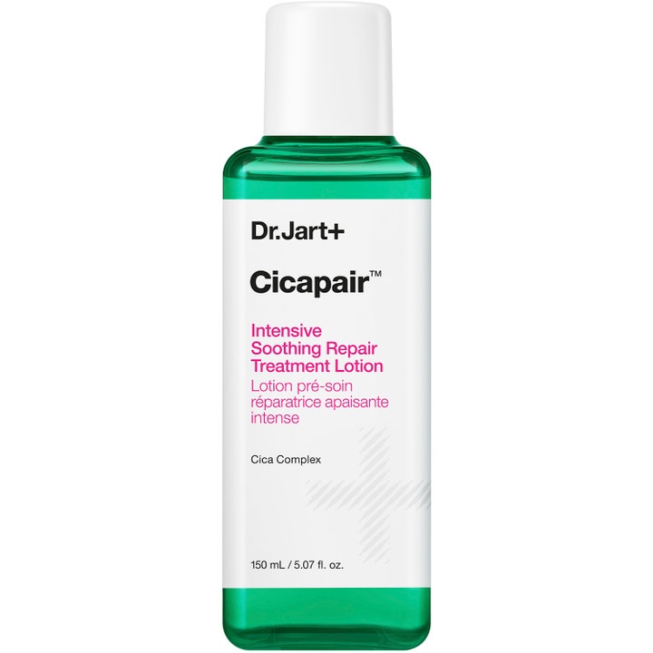 Dr. Jart+ Cicapair Intensive Soothing Repair Treatment Lotion 150 ml beroligende ansiktsvann i grønn flaske med hvitt lokk