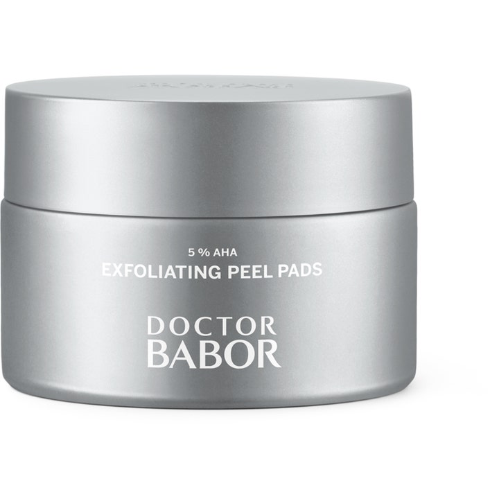 Doctor Babor Exfoliating Peel Pads 60 stk eksfolierende ansiktspads i en matt sølvfarget krukke